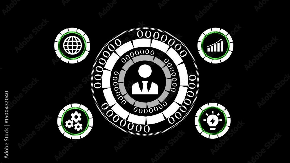 Poster enhancing business with digital interfaces. abstract futuristic digital business interface with anim