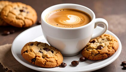 Coffee with Chocolate Chip Cookies.
