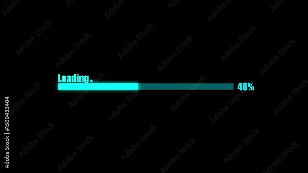 Poster progress indicator at 27 percent for digital processes. animated neon loading bar with progress indi