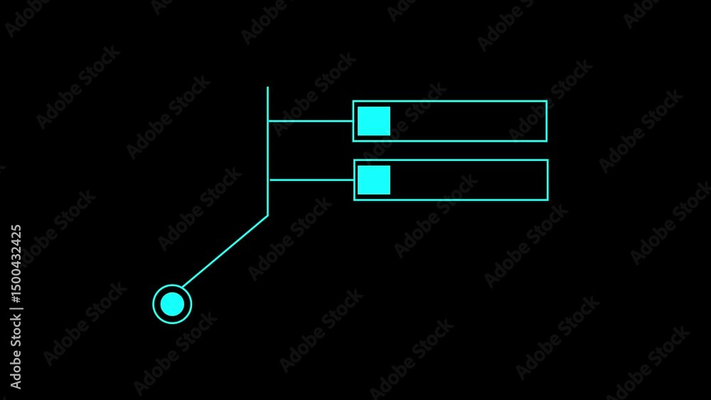 Poster technology visualization with animated cyan elements. futuristic digital interface element animated 