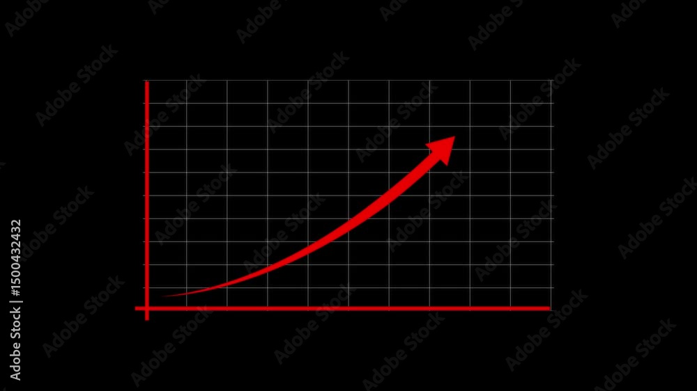 Poster red arrow graph depicting rapid business growth. animated rising red graph arrow illustrating expone