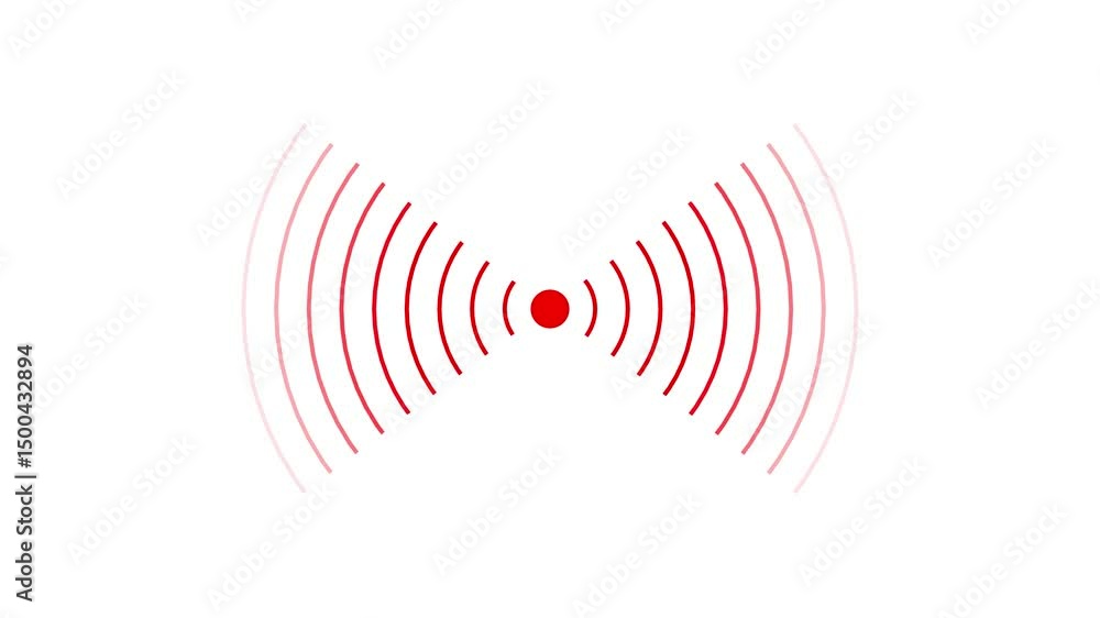 Poster wireless icon showing connectivity through radiating signal waves. animated red wi-fi signal icon on