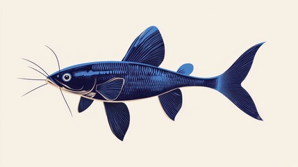 Obraz premium Illustrazione di pesce gatto blu scuro