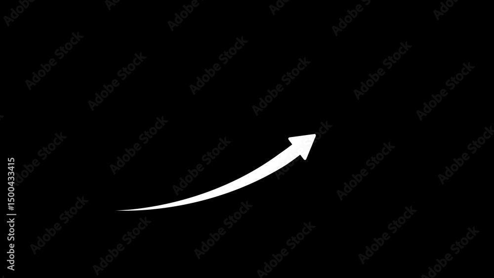 Poster white arrow symbolizing guidance and progress. animated white arrow pointing right on black backgrou