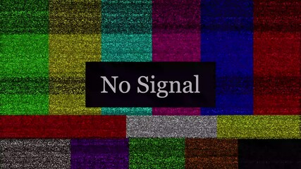 Retro TV static with color bars and no signal glitch. Vintage television static signal failure retro color bars and no signal text displaying a classic television glitch - Powered by Adobe