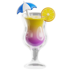 A bright 3D summer icon featuring Tropical Drink. Isolated on a white background. Perfect for travel, weather apps, and seasonal designs, capturing the fun, warmth, and vibrant vibe of summer days.