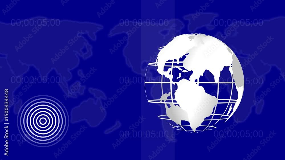 Poster seismic activity broadcast featuring globe and timecode. earthquake news broadcast world map globe w