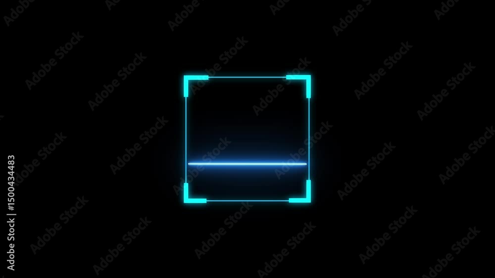 Poster glowing laser scanning icon with minimal line animation. scanning icon animation with minimal lines 