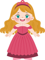 cute girl wearing princess dress happy