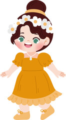 cute girl wearing princess dress happy