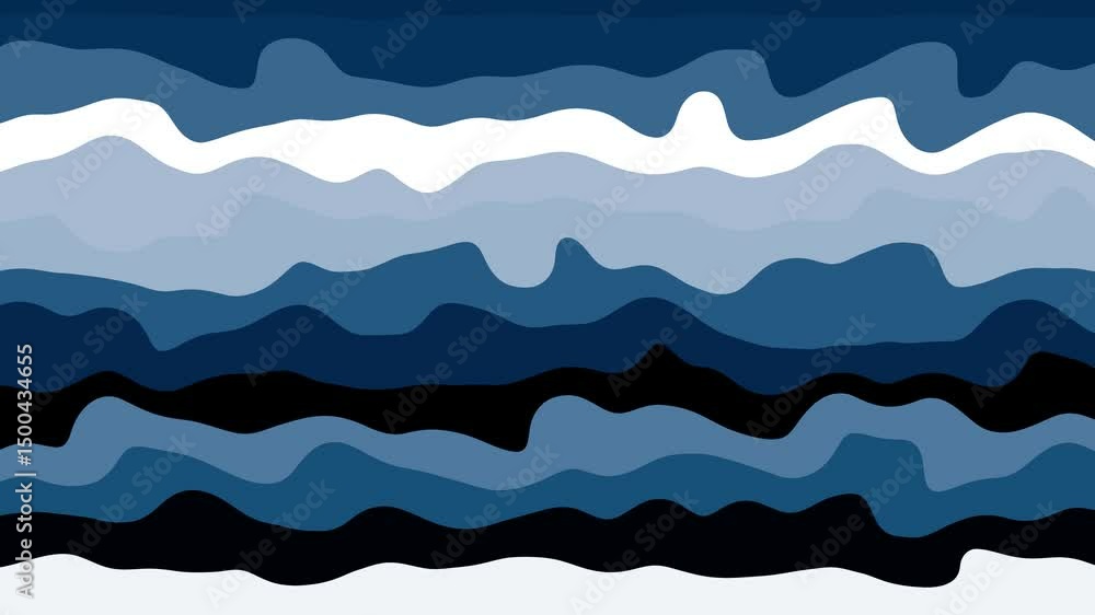 Poster blue wavy layers animation in seamless loop design. abstract blue wavy layers animation seamless loo