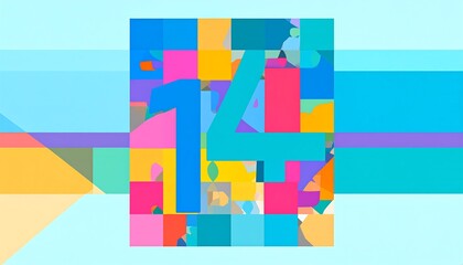 Obraz premium Colorful Number 14 Abstract Art.