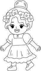 cute princess character outline coloring for kid printable activity