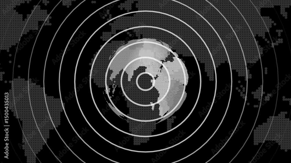Poster earth globe with circles showing global connectivity. abstract earth globe with concentric circles r