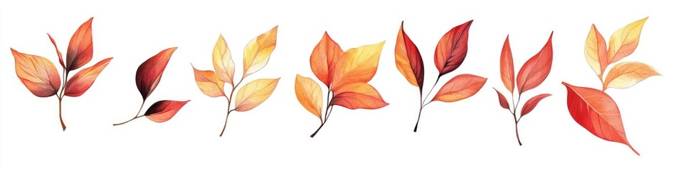 Watercolor illustration of autumn leaves