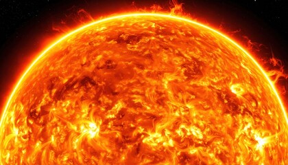 Fiery Sun Closeup with Space Background.