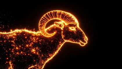 Fiery Ram with Abstract Design.