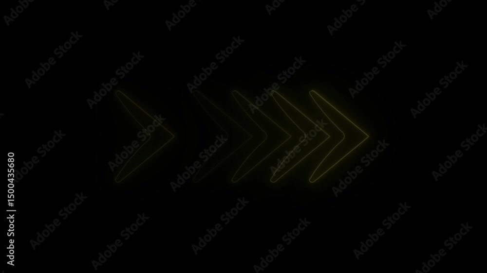 Poster rightward moving yellow arrow graphic design. animated neon yellow arrow design moving rightward wit