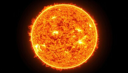 Fiery Sun with Space Background.