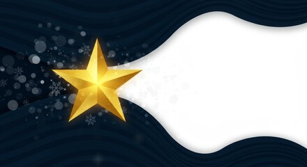 Fototapeta premium Gold Star and Blue Wave Festive Background Abstract Illustration
