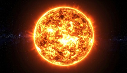 Fiery Sun in Space.