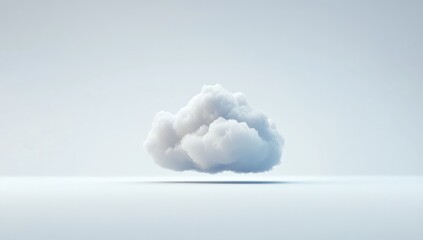 Floating white cloud on light gray background