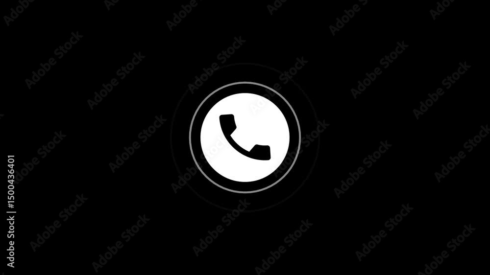 Poster phone icon centered for communication ideas. animated phone icon displayed centered on a black backg