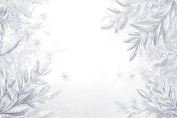 Obraz premium Frosted leaves and snowflakes frame