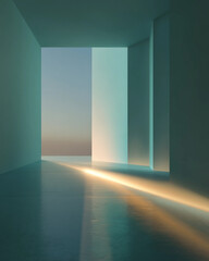 Fototapeta premium A hallway with a window in the middle