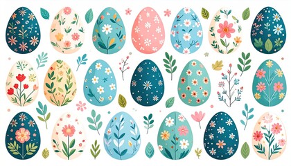 Floral Easter Eggs Collection.