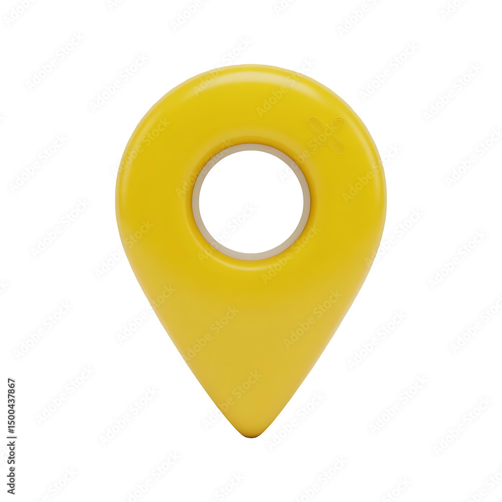 Poster 3d yellow location map pin pointer icon isolated on transparent background. png