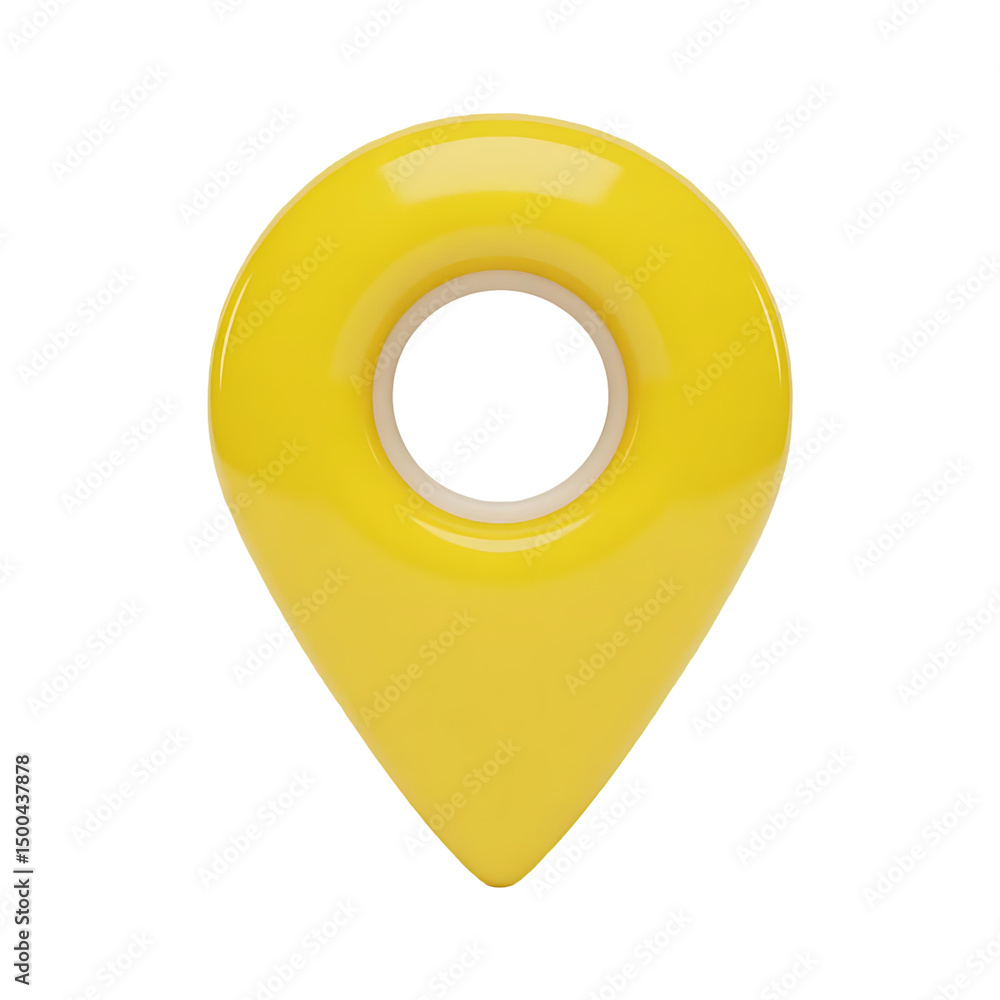 Poster 3d yellow location map pin pointer icon isolated on transparent background. png