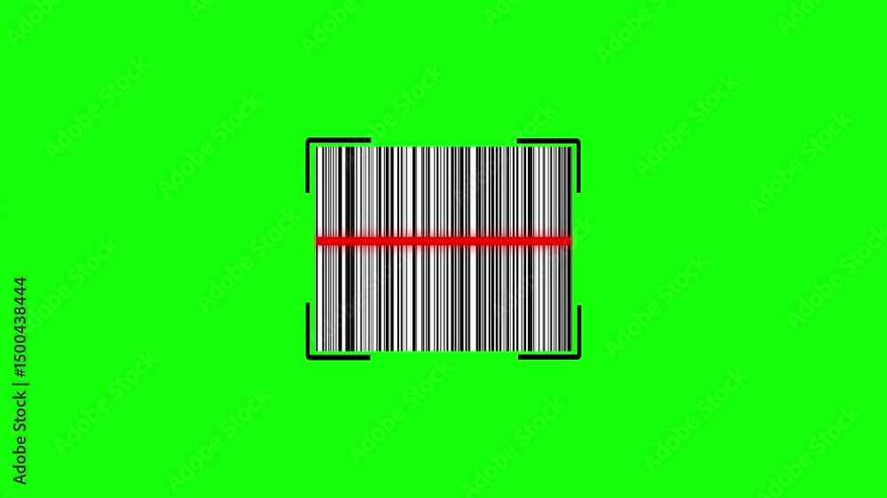 Poster laser barcode scanning on green screen for digital projects. animated barcode scanning process with 