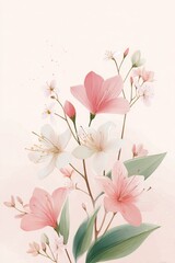 Obraz premium Elegant Floral Composition with Soft Pastel Colors on Light Background