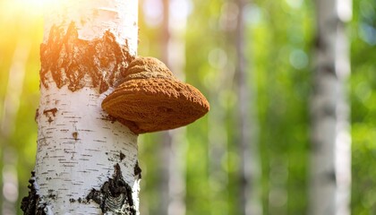 Forest Fungus on Birch Tree.
