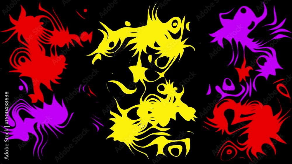 Aufkleber colors dancing on dark background for modern art. dynamic abstract composition of bright colors danc