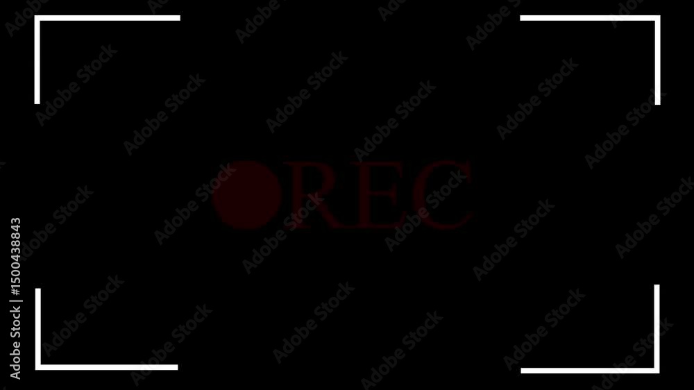Fototapete rec recording icon on black cinematic display screen. Cinematic rec recording display with framing and red text on black background ready to capture footage