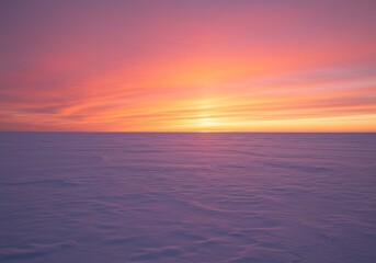 Fototapeta premium Photo of a Sunset Sky Over Snow Covered Landscape with Orange and Pink Colors