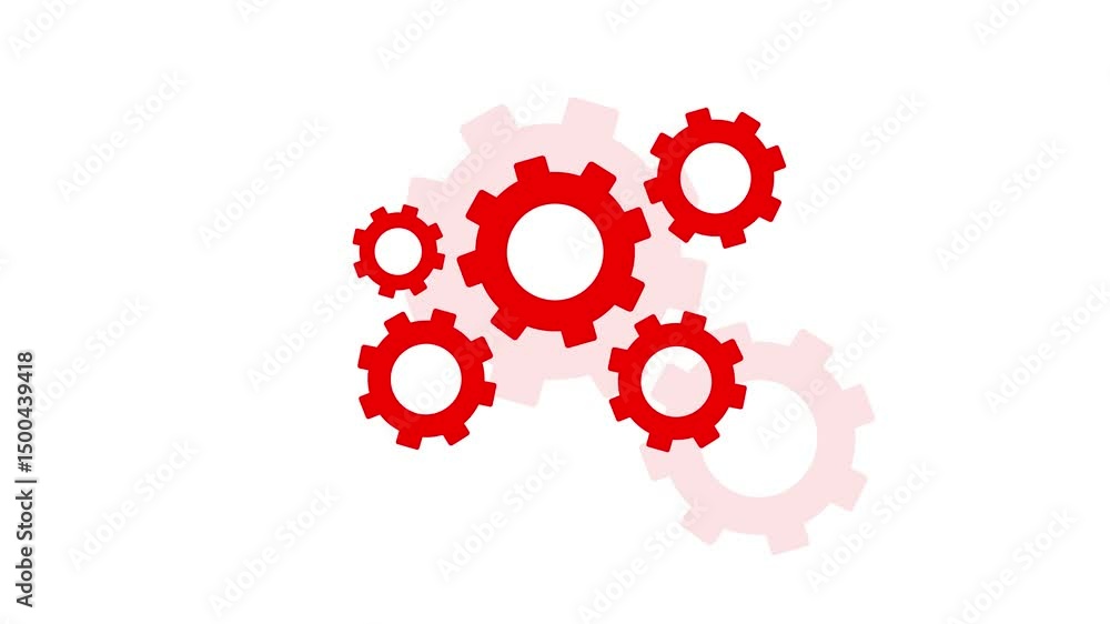 Poster gears representing engineering and technology concept. red gears animation on white background techn