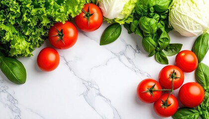 Fresh Tomatoes with Lettuce, and Basil.