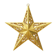 Obraz premium Golden ornate star decoration element on transparent background