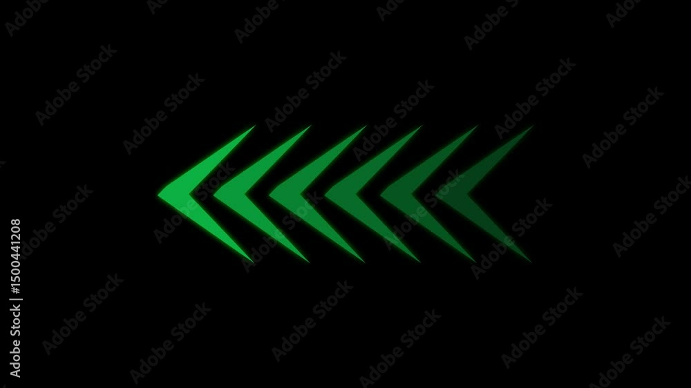 Poster arrows with gradient effect. animated sequence of green arrow symbols pointing leftward with gradien