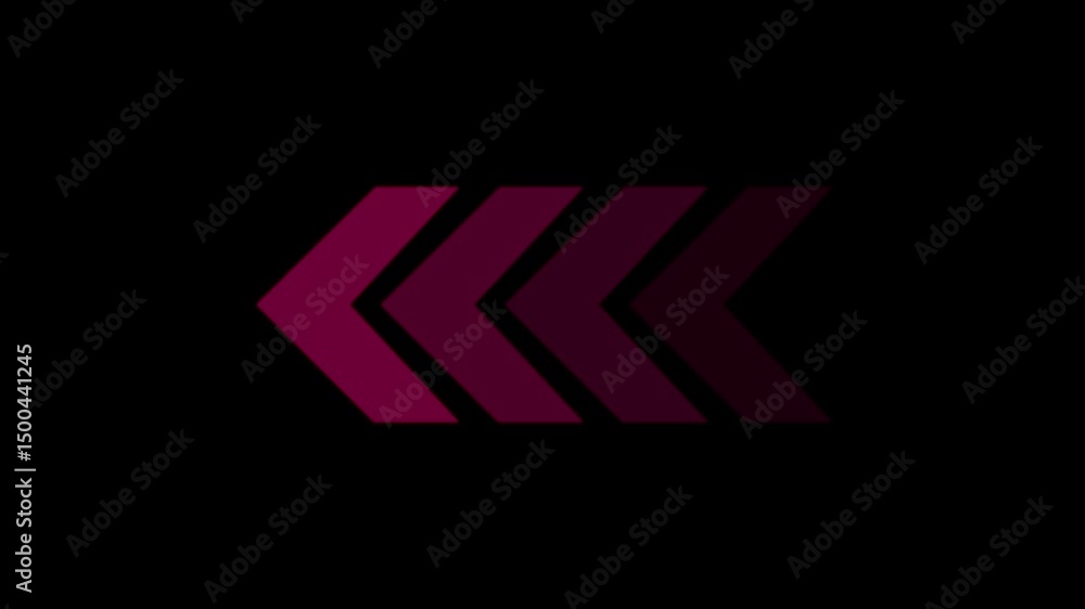 Poster arrows pointing left for progression. animated abstract arrows moving leftward in gradient purple an