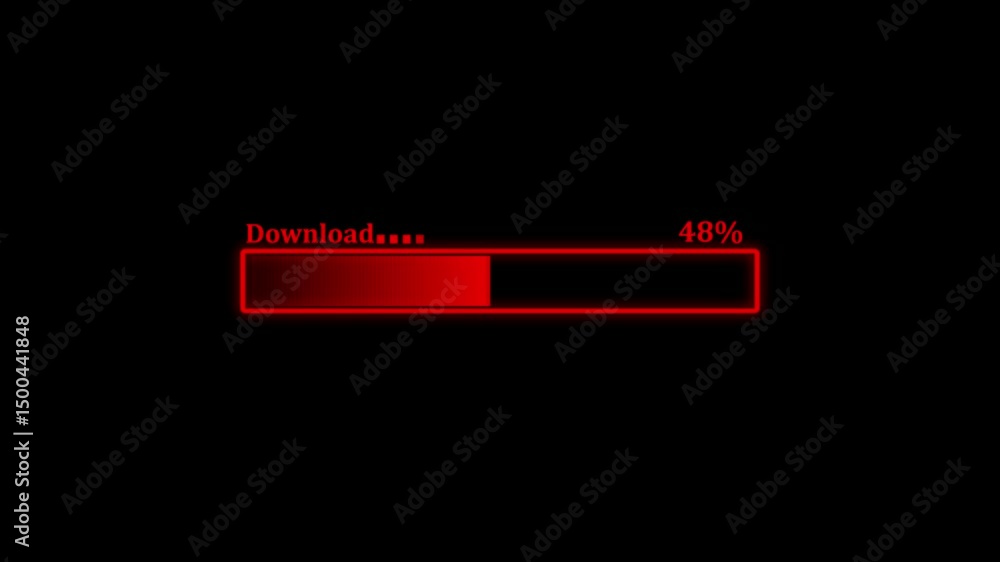 Poster red loading bar at 28 percent download progress. progress bar animated display with red loading effe