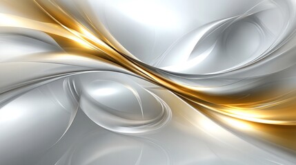 Fototapeta premium Abstract design featuring flowing, metallic shapes in gold and silver.