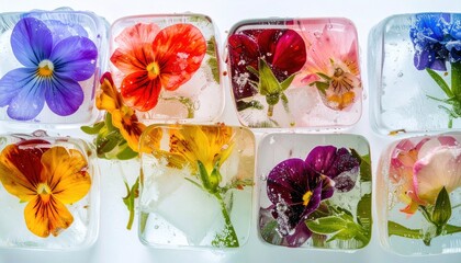 Frozen Pansies Ice Cubes.