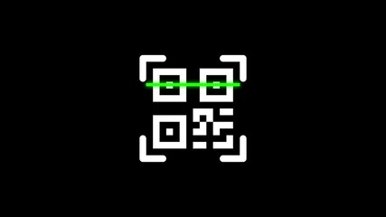 Scanning QR code for digital access. Animated qr code scanning process with green laser on black background for technology and digital concepts - Powered by Adobe