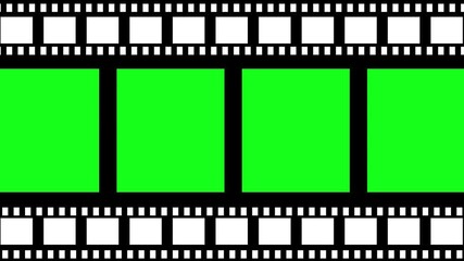 Film reel for video editing and compositing. Film reel with green screen background for video editing compositing or overlaying visual elements with transparency.