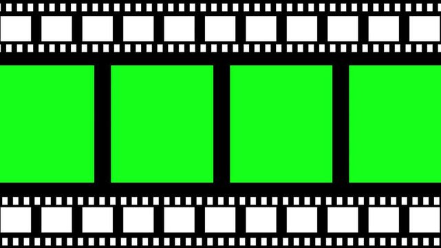 Film reel for video editing and compositing. Film reel with green screen background for video editing compositing or overlaying visual elements with transparency.