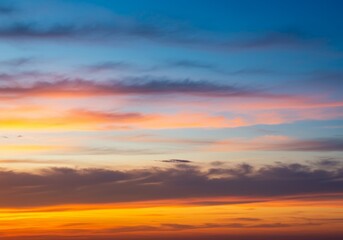 Photo Of Colorful Sunset Sky Displaying Blue Orange Yellow And Purple Clouds